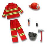 Kids Firefighter Costume — Children’s Fireman Uniform Role-Play Jacket, Helmet & Tools (Ages 3–8)